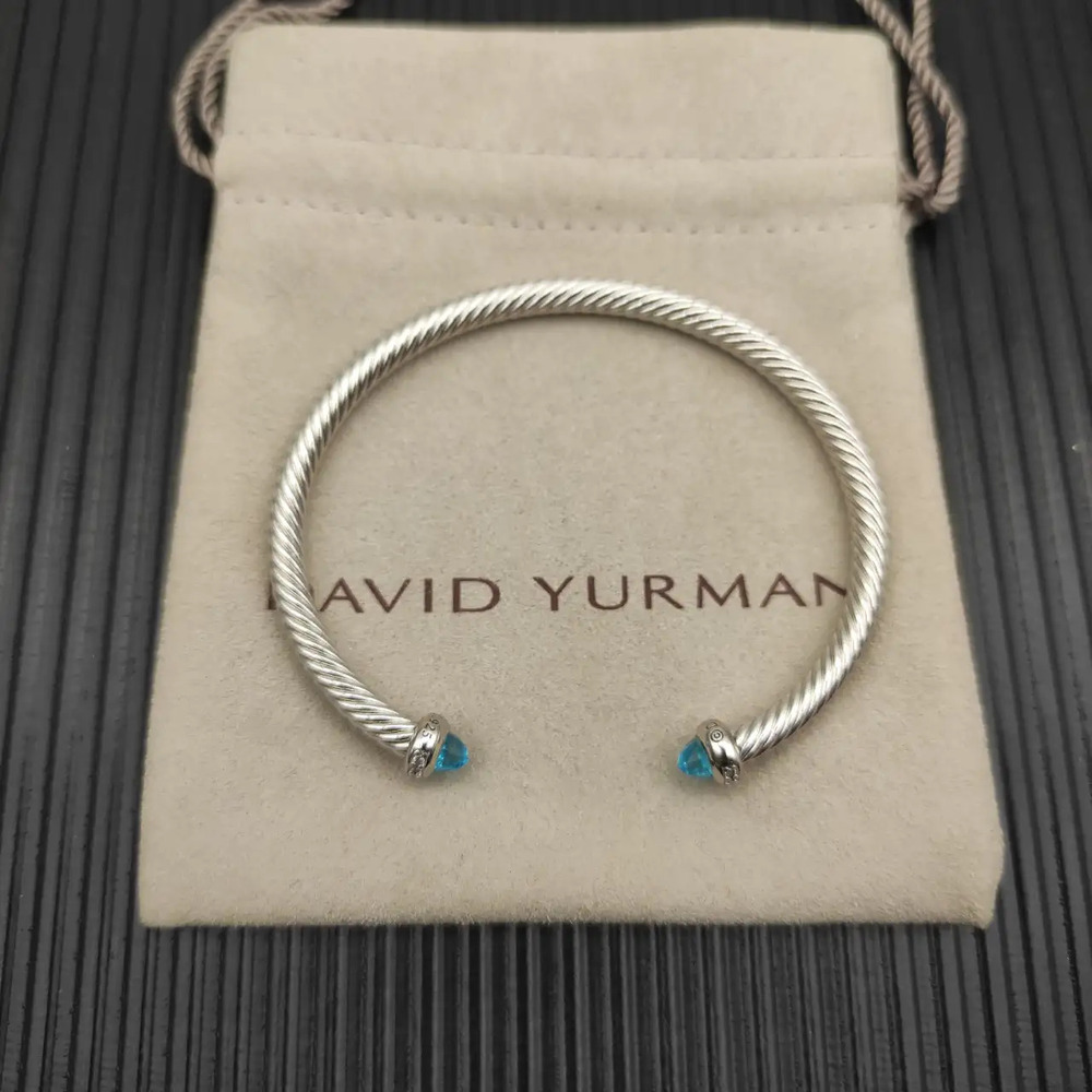 David Yurman 4mm Silver Blue Diamond Bracelet